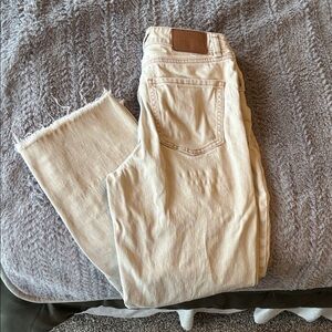 Volcom Women's Cream Ankle Crop Jeans with Raw Hem